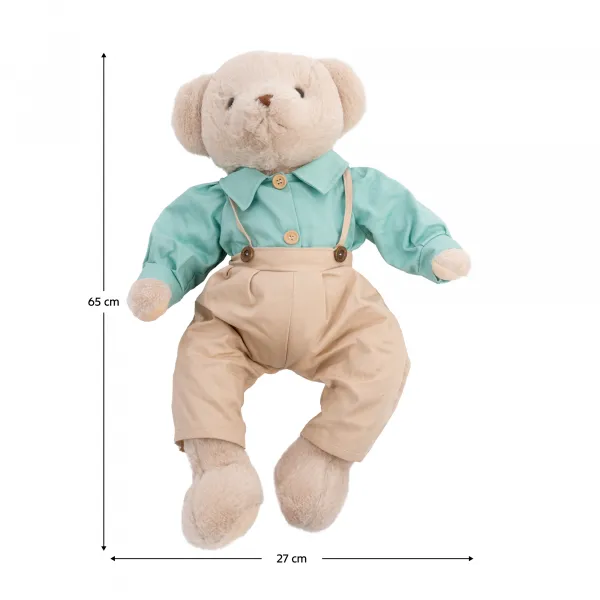 Plyšový medveď, smotanová/modrá, 65cm, MADEN BOY TYP2