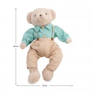 Plyšový medveď, smotanová/modrá, 65cm, MADEN BOY TYP2