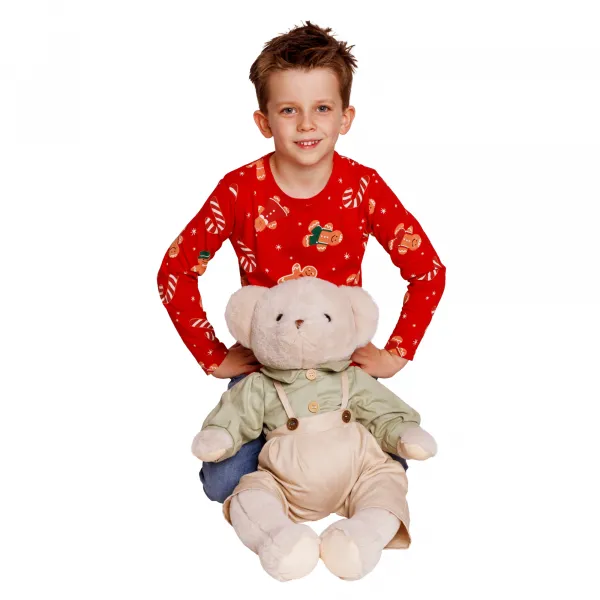 Plyšový medveď, smotanová/zelená, 65cm, MADEN BOY TYP2