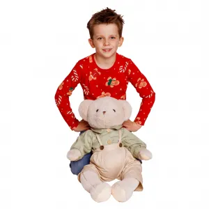 Plyšový medveď, smotanová/zelená, 65cm, MADEN BOY TYP2