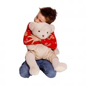 Plyšový medveď, smotanová/zelená, 65cm, MADEN BOY TYP2