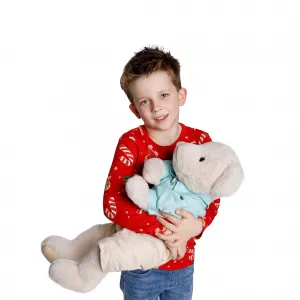 Plyšový medveď, smotanová/modrá, 65cm, MADEN BOY TYP2