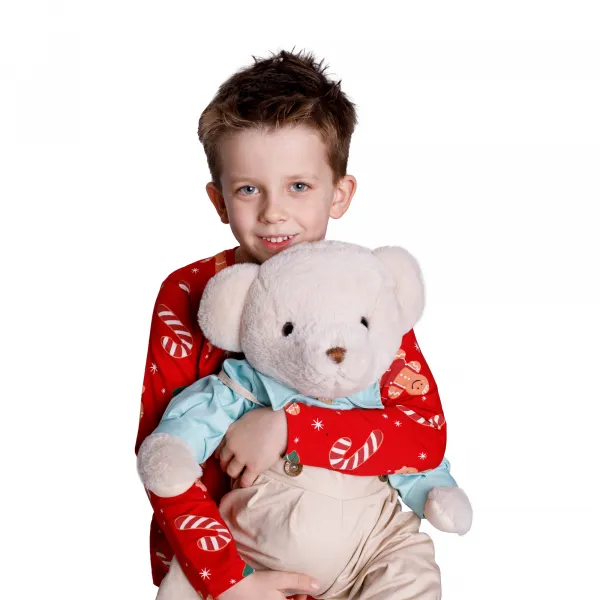 Plyšový medveď, smotanová/modrá, 65cm, MADEN BOY TYP2