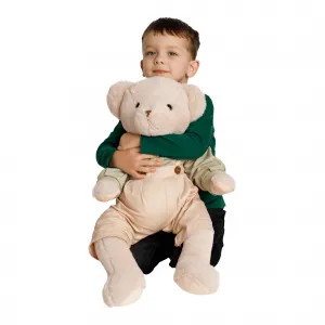 Plyšový medveď, smotanová/zelená, 65cm, MADEN BOY TYP2