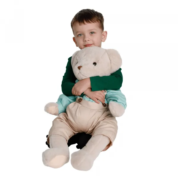 Plyšový medveď, smotanová/modrá, 65cm, MADEN BOY TYP2