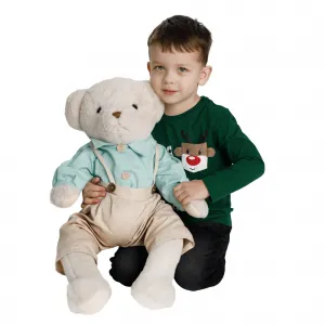 Plyšový medveď, smotanová/modrá, 65cm, MADEN BOY TYP2