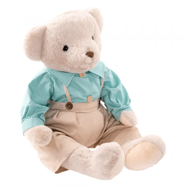 Plyšový medveď, smotanová/modrá, 65cm, MADEN BOY TYP2