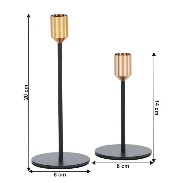 Svietniky, set 2 ks, čierna/zlatá, ARLOB