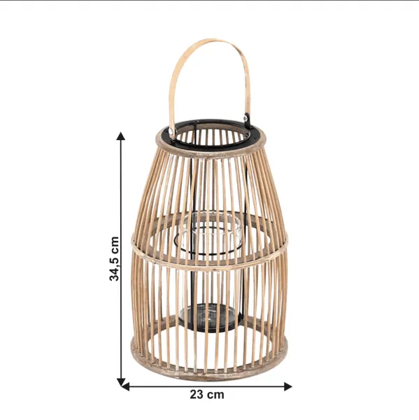 Lampáš-svietnik, 34,5 cm, prírodný bambus, MILES TYP 1