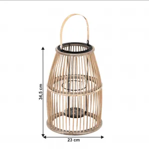Lampáš-svietnik, 34,5 cm, prírodný bambus, MILES TYP 1