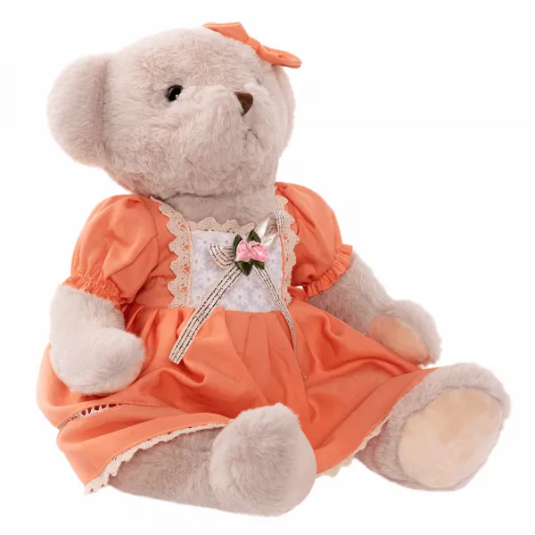 Plyšový medvedík, smotanová/oranžová, 45cm, MADEN GIRL TYP1