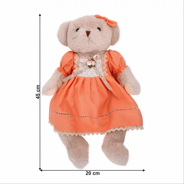 Plyšový medvedík, smotanová/oranžová, 45cm, MADEN GIRL TYP1