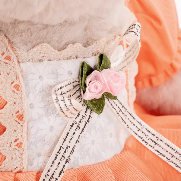 Plyšový medvedík, smotanová/oranžová, 45cm, MADEN GIRL TYP1