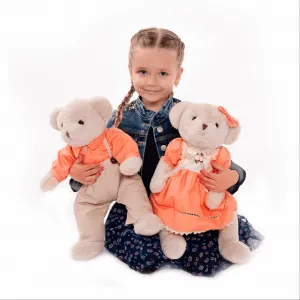 Plyšový medvedík, smotanová/oranžová, 45cm, MADEN BOY TYP1