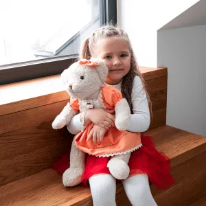 Plyšový medvedík, smotanová/oranžová, 45cm, MADEN GIRL TYP1