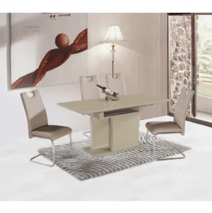 Jedálenský rozkladací stôl, capuccino extra vysoký lesk, 120-160x80 cm, VIRAT