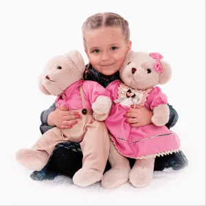 Plyšový medvedík, smotanová/ružová, 45cm, MADEN BOY TYP1
