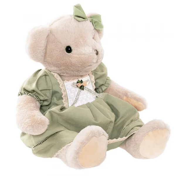 Plyšový medveď, smotanová/zelená, 65cm, MADEN GIRL TYP2