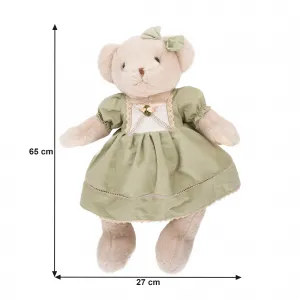 Plyšový medveď, smotanová/zelená, 65cm, MADEN GIRL TYP2