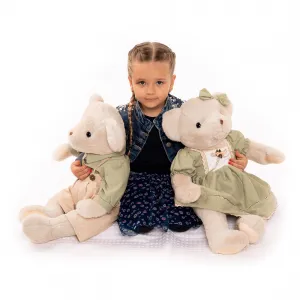 Plyšový medveď, smotanová/zelená, 65cm, MADEN GIRL TYP2