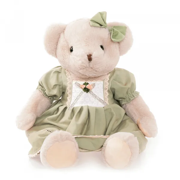 Plyšový medveď, smotanová/zelená, 65cm, MADEN GIRL TYP2