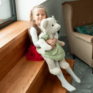 Plyšový medveď, smotanová/zelená, 65cm, MADEN GIRL TYP2