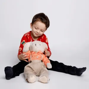 Plyšový medvedík, smotanová/oranžová, 45cm, MADEN BOY TYP1