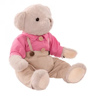 Plyšový medvedík, smotanová/ružová, 45cm, MADEN BOY TYP1