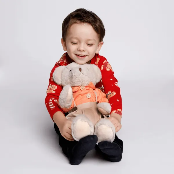 Plyšový medvedík, smotanová/oranžová, 45cm, MADEN BOY TYP1