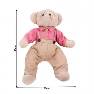 Plyšový medvedík, smotanová/ružová, 45cm, MADEN BOY TYP1