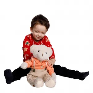 Plyšový medvedík, smotanová/oranžová, 45cm, MADEN BOY TYP1
