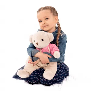 Plyšový medvedík, smotanová/ružová, 45cm, MADEN BOY TYP1