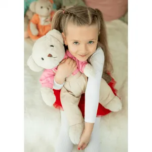 Plyšový medvedík, smotanová/ružová, 45cm, MADEN BOY TYP1