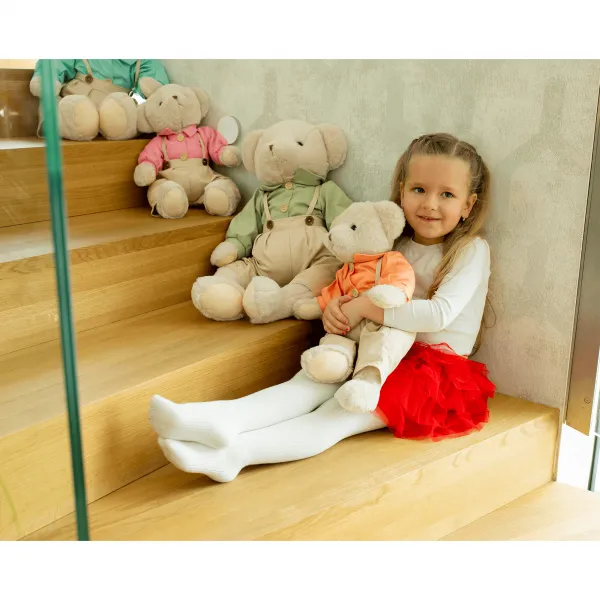 Plyšový medvedík, smotanová/oranžová, 45cm, MADEN BOY TYP1