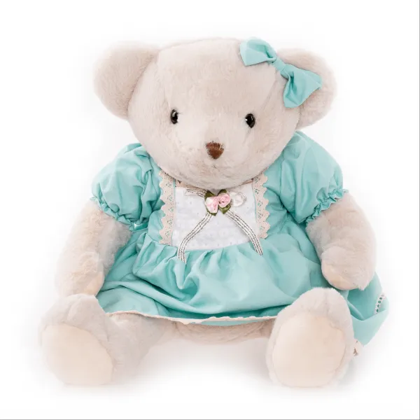 Plyšový medveď, smotanová/modrá, 65cm, MADEN GIRL TYP2