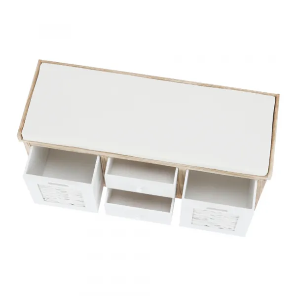 Lavica so 4 šuplíkmi, biela/medová, LINORA NEW