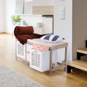 Lavica so 4 šuplíkmi, biela/medová, LINORA NEW