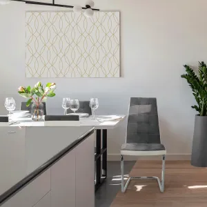 Jedálenská stolička, tmavosivá látka/ekokoža biela/chróm, SALOMA NEW