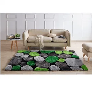 Koberec, zelená/sivá/čierna, 70x210, PEBBLE TYP 1