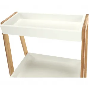 Regál, bambus lakovaný/biela, REGO 2