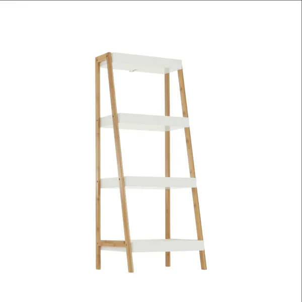 Regál, bambus lakovaný/biela, REGO 2