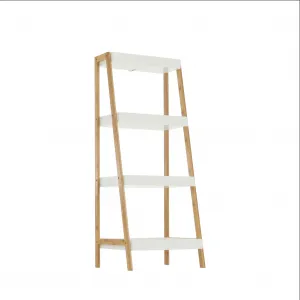 Regál, bambus lakovaný/biela, REGO 2
