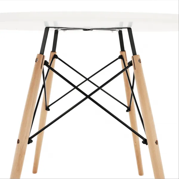 Jedálenský stôl, biela/buk, priemer 90 cm, GAMIN 2 NEW 90