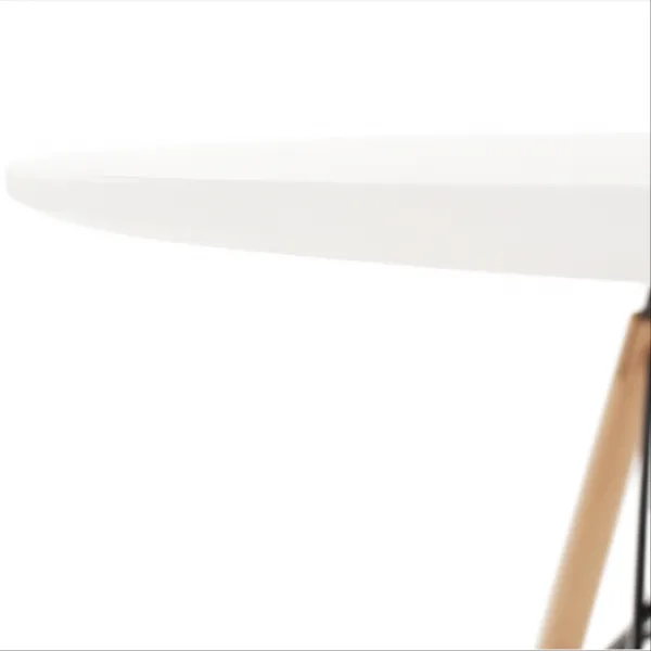 Jedálenský stôl, biela/buk, priemer 90 cm, GAMIN 2 NEW 90