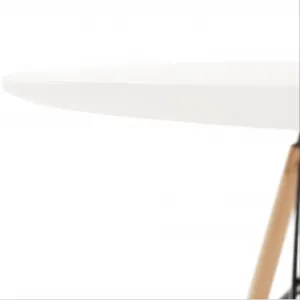 Jedálenský stôl, biela/buk, priemer 90 cm, GAMIN 2 NEW 90