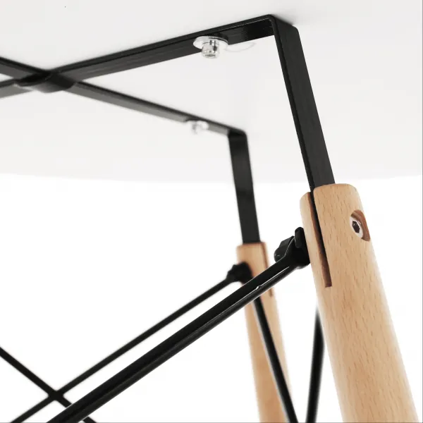 Jedálenský stôl, biela/buk, priemer 90 cm, GAMIN 2 NEW 90