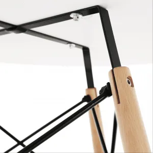 Jedálenský stôl, biela/buk, priemer 90 cm, GAMIN 2 NEW 90