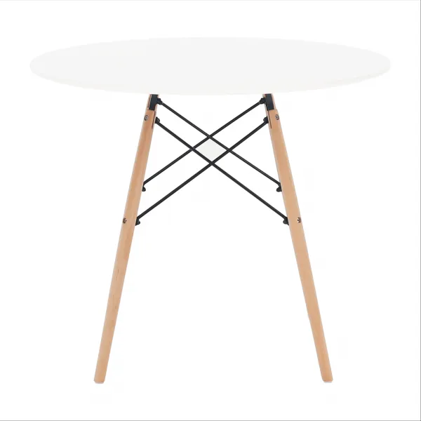 Jedálenský stôl, biela/buk, priemer 90 cm, GAMIN 2 NEW 90