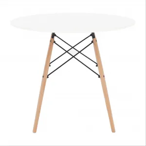 Jedálenský stôl, biela/buk, priemer 90 cm, GAMIN 2 NEW 90