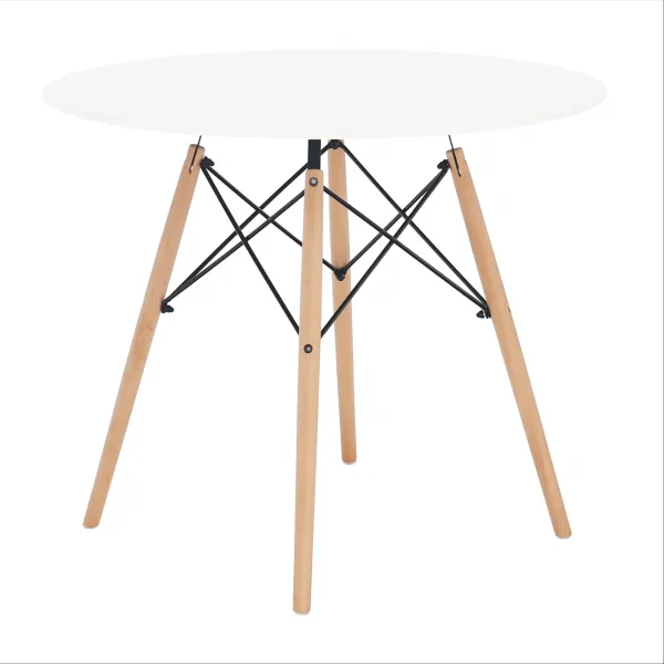 Jedálenský stôl, biela/buk, priemer 90 cm, GAMIN 2 NEW 90